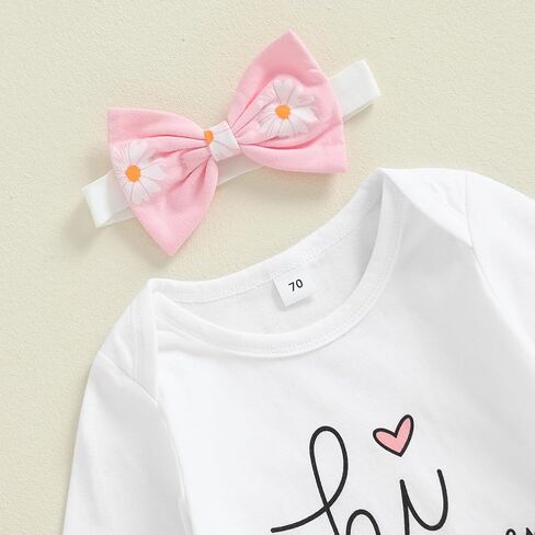 Newborn Baby Girl Clothes Coming Home Outfit Letter Print Romper Bodysuit Daisy Floral Pant Fall Hospital Outfit in Saudi Arabia
