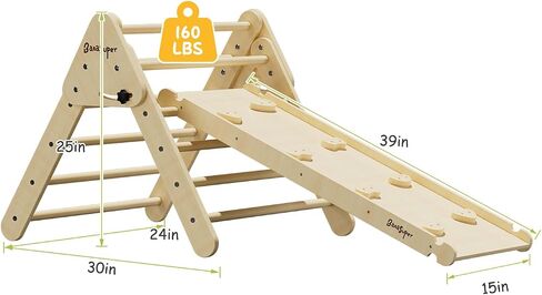 BanaSuper Foldable Pikler Triangle Climber with Ramp 2-in-1 Wooden Climbing Triangle Set with Ladder & Slide Montessori Climbing Toys for Toddler Kids Indoor Playground Play Gym Gift for Boys Girls in Saudi Arabia