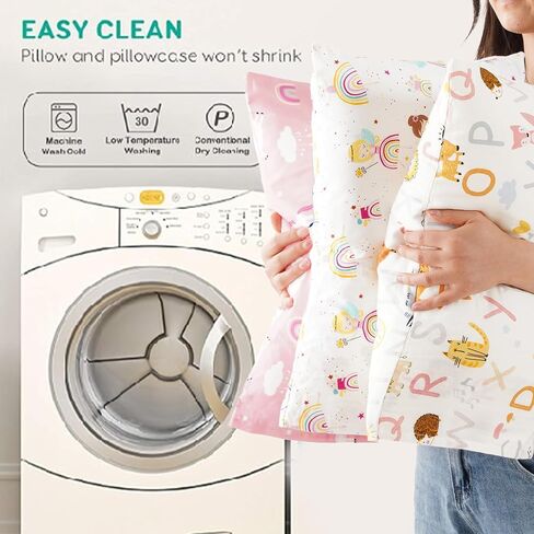 Bunnikins & Clover Toddler Pillows with Pillowcase, 13"x18" Soft Cotton Kid Pillows for Sleeping, Bedding Small Pillow for Boys and Girls Aged 2-5 Years in Saudi Arabia