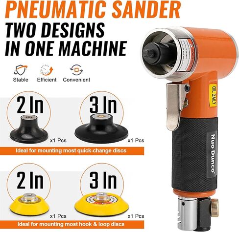 مجموعة أدوات صنفرة الهواء المدارية الصغيرة 2/3 بوصة 2 في 1 مطحنة هواء بزاوية صناعية ماكينة سنفرة هوائية لأعمال هيكل السيارات والمعادن والخشب - موديل جديد in Kuwait