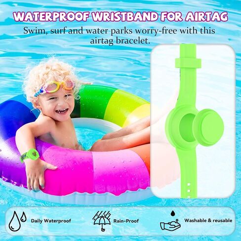[2 Pcs] for AirTag Bracelet Kids, Cartoon Kids Air Tag Wristband Waterproof Air Tag Holder Cute Hidden Design Air Tag Accessories, Soft Silicone Air Tag Case for Kids (Blue+Green) in Saudi Arabia