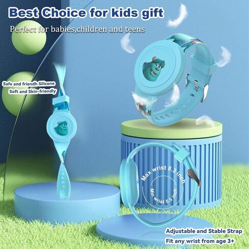 [2 Pcs] for AirTag Bracelet Kids, Cartoon Kids Air Tag Wristband Waterproof Air Tag Holder Cute Hidden Design Air Tag Accessories, Soft Silicone Air Tag Case for Kids (Blue+Green) in Saudi Arabia