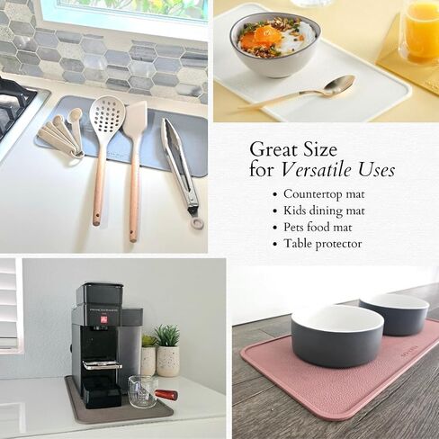 Silicone Spoon Rest for Stove Top, Multifunction Kitchen Spatula Rack, Table Protector, Coffee Station Mat, Waterproof Heat Resistant, Cooking Spoon Holder, Silicone Mat for Kids, Pets (Yellow Beige) in Saudi Arabia
