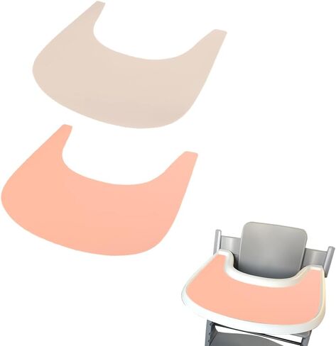 قطعتان من مفرش الكرسي العالي المصنوع من السيليكون لكرسي Stokke Tripp Trapp، مفرش طاولة كرسي الطعام للأطفال الرضع والأطفال الصغار (معجون الفول والرمادي الفاتح) in Kuwait