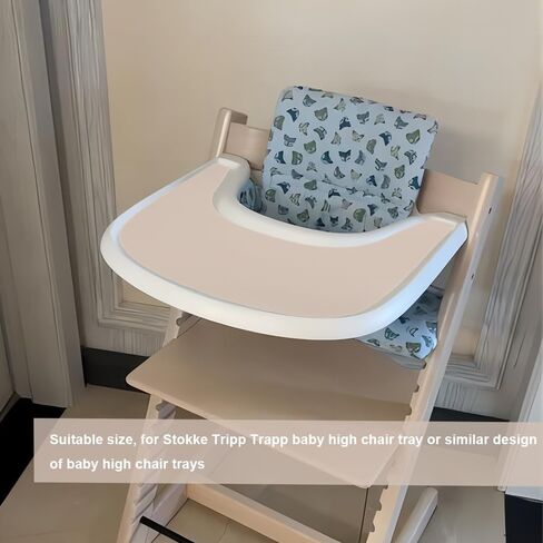 قطعتان من مفرش الكرسي العالي المصنوع من السيليكون لكرسي Stokke Tripp Trapp، مفرش طاولة كرسي الطعام للأطفال الرضع والأطفال الصغار (معجون الفول والرمادي الفاتح) in Kuwait