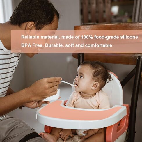 قطعتان من مفرش الكرسي العالي المصنوع من السيليكون لكرسي Stokke Tripp Trapp، مفرش طاولة كرسي الطعام للأطفال الرضع والأطفال الصغار (معجون الفول والرمادي الفاتح) in Kuwait