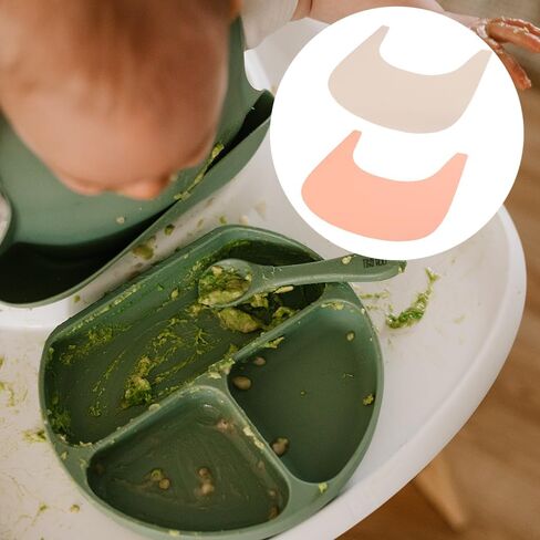 قطعتان من مفرش الكرسي العالي المصنوع من السيليكون لكرسي Stokke Tripp Trapp، مفرش طاولة كرسي الطعام للأطفال الرضع والأطفال الصغار (معجون الفول والرمادي الفاتح) in Kuwait