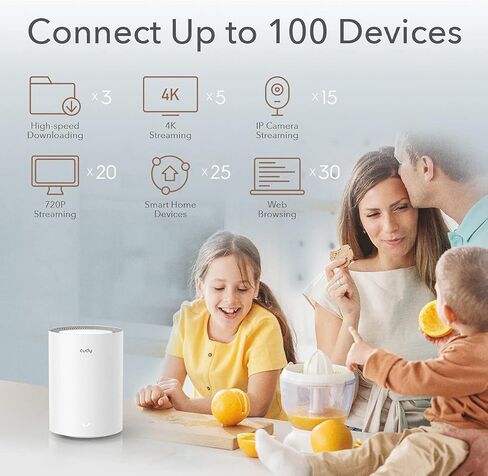 نظام Cudy AX1800 WiFi 6 Mesh (M1800) - يغطي مساحة تصل إلى 5000 قدم مربع. قدم، يستبدل جهاز التوجيه والموسع WiFi6، منافذ جيجابت، OpenVPN، الرقابة الأبوية 3 حزم in Kuwait