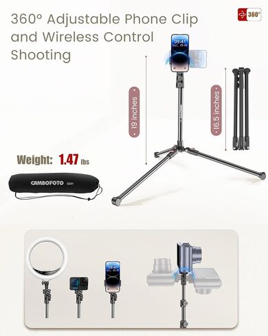 87" Phone Tripod, Overhead Flexible Tall Tripod Stand with Remote, Selfie Stick, Compatible with iPhone, 15.7" Gooseneck/Adjustable 360 Head, Gopro/Ring Light/Webcam/Video Recording/Vlogging in Saudi Arabia