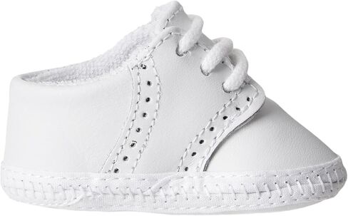 White Leather Saddle Oxford Crib Shoe, Infant, Unisex, Sz 0 in Kuwait