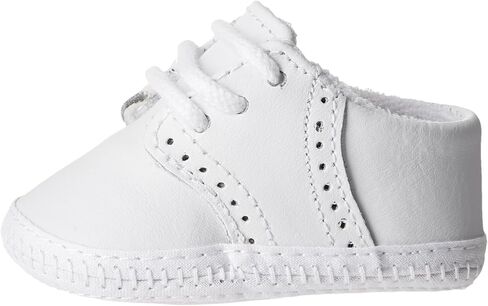 White Leather Saddle Oxford Crib Shoe, Infant, Unisex, Sz 0 in Kuwait