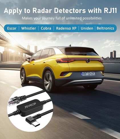 Radar Detector Cable,USB C to RJ11 Plug Cable,Replacement Power Cable for Radar Detectors,Compatible with Unide R3/7/1,Escort 360 Passport 9500i/7500S/8500/7500 etc Radar Detectors(RJ11-6.56FT) in Saudi Arabia