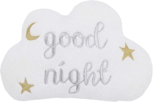 Little Love من NoJo White Cloud مع وسادة زخرفية "Good Night" مطرزة باللونين الذهبي والفضي مع قمر ونجوم in Saudi Arabia