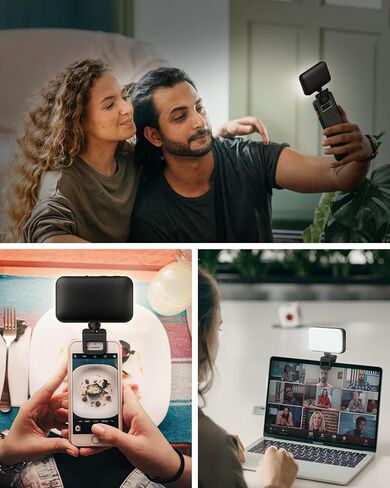 مصباح سيلفي فيوزون لكاميرا الهاتف، مصباح LED بمشبك لمؤتمرات الفيديو، 3 أوضاع إضاءة و5 سطوع، قابل لإعادة الشحن 1000 مللي أمبير في الساعة، محمول، مناسب لأجهزة الكمبيوتر المحمولة/الهواتف/الأجهزة اللوحية/مكالمات تكبير/المكياج in Kuwait