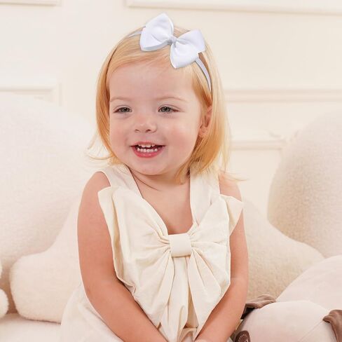 YHXX YLEN Hair Bows For Girls 23 PCS Girls Hair Clips Bow Headband Hair Ties Set Grosgrain Ribbon Uniform Hair Bows Accessories for Little Toddler IKids School Girls-White in Kuwait