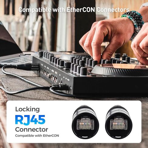 Cable Matters Shielded Cat6 Ethernet Cable Compatible with EtherCON RJ45 Connectors in Black - 30 ft for Professional Audio, Video, and Networking Applications in Kuwait
