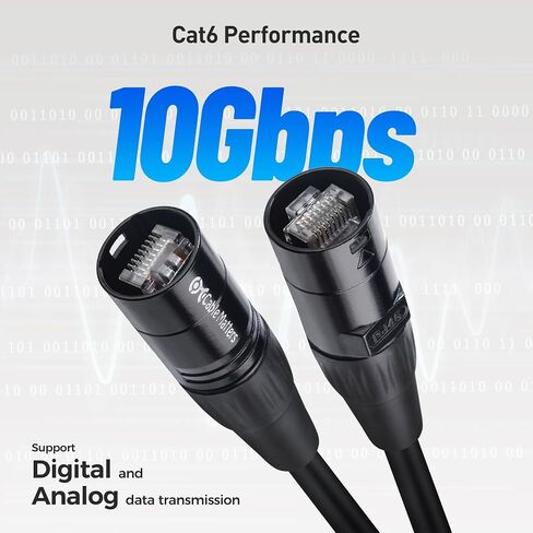 Cable Matters Shielded Cat6 Ethernet Cable Compatible with EtherCON RJ45 Connectors in Black - 30 ft for Professional Audio, Video, and Networking Applications in Kuwait