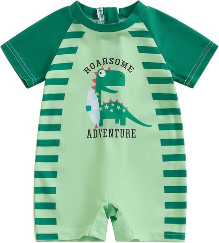 Baby Boy Swimsuit Summer Cartoon Dinosaur/Shark Print Zipper One Piece Rash Guard Toddler Bathing Suit Swimwear in Saudi Arabia