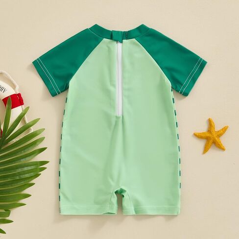 Baby Boy Swimsuit Summer Cartoon Dinosaur/Shark Print Zipper One Piece Rash Guard Toddler Bathing Suit Swimwear in Saudi Arabia