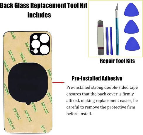 14 Pro Back Glass Replacement for iPhone 14 Pro,Rear Back Glass Replacement with Pre-Installed Adhesive + Reparing Toolkit(Deep Purple) in Saudi Arabia