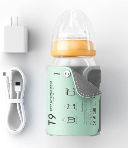 Portable Bottle Warmer, Baby Milk Heat Keeper with LED Display, USB Warmer Bottle for Car Travel, Green Bottles Warmers on The go in Saudi Arabia