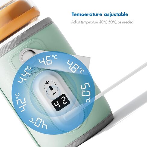 Portable Bottle Warmer, Baby Milk Heat Keeper with LED Display, USB Warmer Bottle for Car Travel, Green Bottles Warmers on The go in Saudi Arabia