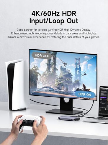 Hagibis HDMI 2.1 Video Capture Card 4K@60Hz for Streaming and Gaming, 4K@60FPS HDR VRR RGB Pass-Through, 100W PD for Xbox, PS5, Switch, Rog Alloy, Steam Deck, PC (THB05) in Saudi Arabia