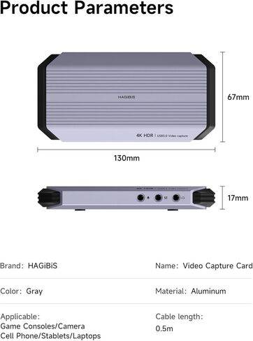 Hagibis HDMI 2.1 Video Capture Card 4K@60Hz for Streaming and Gaming, 4K@60FPS HDR VRR RGB Pass-Through, 100W PD for Xbox, PS5, Switch, Rog Alloy, Steam Deck, PC (THB05) in Saudi Arabia