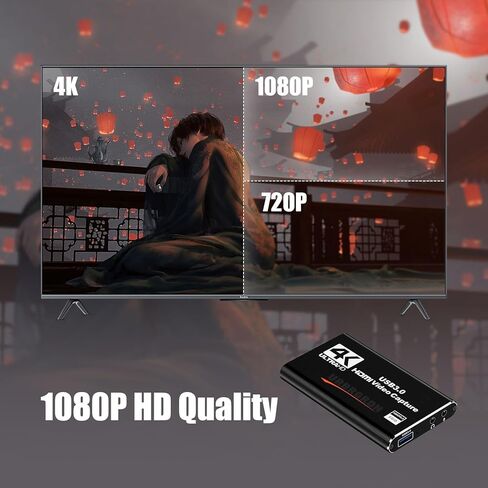 بطاقة التقاط HDMI 4K للبث، USB 3.0 Full HD 1080P 60FPS لتسجيل الألعاب، بطاقة التقاط الفيديو الصوتي، مع زمن استجابة منخفض للغاية يعمل مع PS5/3ds/Xbox PS4/PC in Kuwait