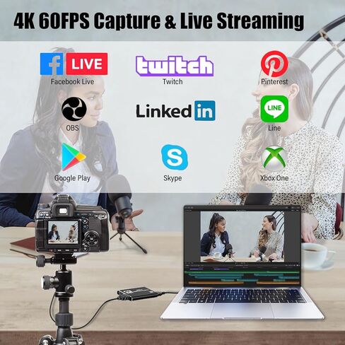 بطاقة التقاط HDMI 4K للبث، USB 3.0 Full HD 1080P 60FPS لتسجيل الألعاب، بطاقة التقاط الفيديو الصوتي، مع زمن استجابة منخفض للغاية يعمل مع PS5/3ds/Xbox PS4/PC in Kuwait