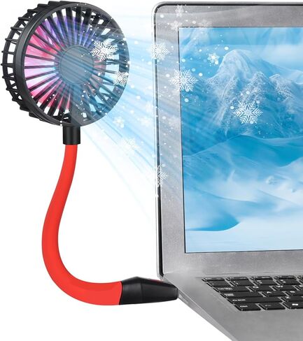 Glovion USB Fan Mini Desk Fan USB Powered Personal Fan 3 Speeds Strong Airflow Portable Fan with Night Light, ON/OFF Button, Flexible Laptop Cooling Fan for Office Home Bedroom Desktop Travel in Saudi Arabia