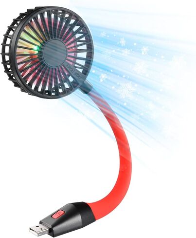 Glovion USB Fan Mini Desk Fan USB Powered Personal Fan 3 Speeds Strong Airflow Portable Fan with Night Light, ON/OFF Button, Flexible Laptop Cooling Fan for Office Home Bedroom Desktop Travel in Saudi Arabia