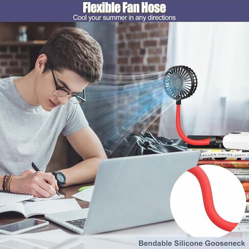 Glovion USB Fan Mini Desk Fan USB Powered Personal Fan 3 Speeds Strong Airflow Portable Fan with Night Light, ON/OFF Button, Flexible Laptop Cooling Fan for Office Home Bedroom Desktop Travel in Saudi Arabia