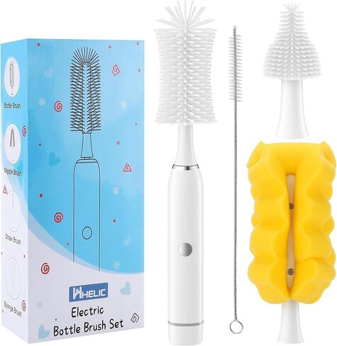 Electric Baby Bottle Brush Set with Rechargeable Electric Bottle Brush Cleaner and Silicone Bottle Brushes and Straw Brush Cleaner,Waterproof Travel Bottle Brush,Magnetic Suction Charging 1800mAh in Saudi Arabia