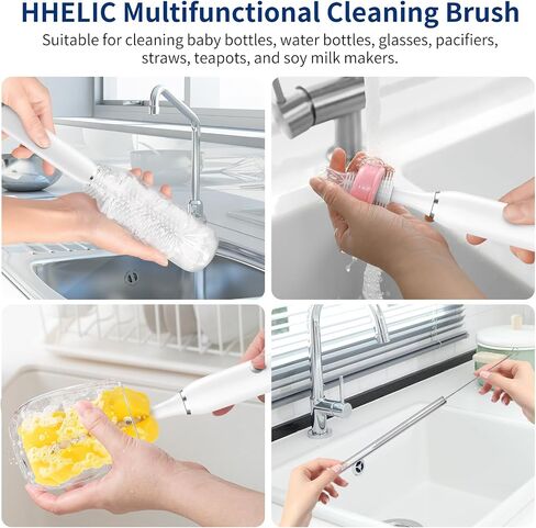 Electric Baby Bottle Brush Set with Rechargeable Electric Bottle Brush Cleaner and Silicone Bottle Brushes and Straw Brush Cleaner,Waterproof Travel Bottle Brush,Magnetic Suction Charging 1800mAh in Saudi Arabia