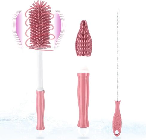 Electric Baby Bottle Brush Set with Rechargeable Electric Bottle Brush Cleaner and Silicone Bottle Brushes and Straw Brush Cleaner,Waterproof Travel Bottle Brush,Magnetic Suction Charging 1800mAh in Saudi Arabia