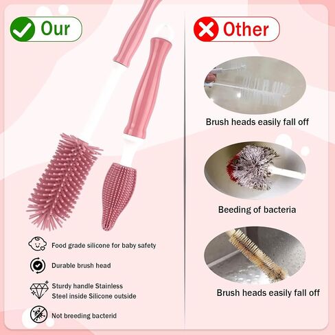 Electric Baby Bottle Brush Set with Rechargeable Electric Bottle Brush Cleaner and Silicone Bottle Brushes and Straw Brush Cleaner,Waterproof Travel Bottle Brush,Magnetic Suction Charging 1800mAh in Saudi Arabia