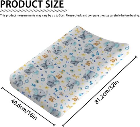 Cute Elephant Changing Pad Covers Cartoon Elephant Baby Changing Table Pad Sheets Cover for Boy Girl Elephant Blue Soft Breathable Stretchy Snug Fitted Diaper Change Table Pad Mats Covers 32''x16'' in Saudi Arabia