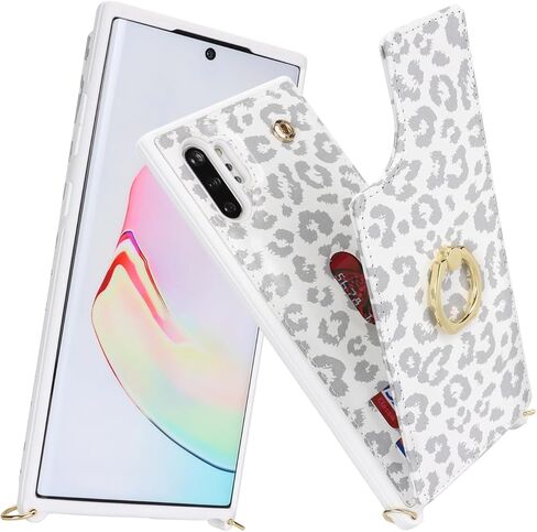 for Samsung Galaxy Note 10 Plus Case with Card Holder and Strap for Women,Crossbody Lanyard,Stand Ring Kickstand,Snap Clasp,Phone Wallet Cases 6.8 inch(Beige) in Kuwait