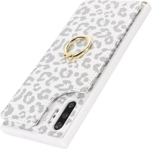 for Samsung Galaxy Note 10 Plus Case with Card Holder and Strap for Women,Crossbody Lanyard,Stand Ring Kickstand,Snap Clasp,Phone Wallet Cases 6.8 inch(Beige) in Kuwait