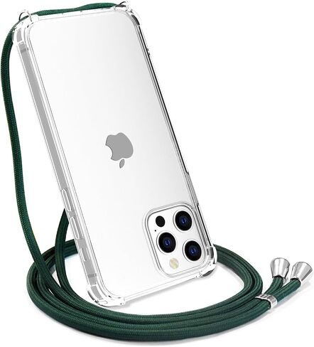 YESPURE Compatible with iPhone 12 Pro Max Lanyard Case Crossbody Strap Cover Clear Soft TPU Shockproof Anti-Yellowing Slim Lightweight Protective Case Cover for iPhone 12 Pro Max - Black Gold in Saudi Arabia