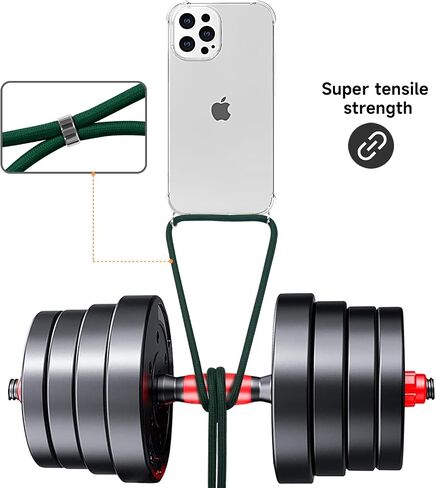 YESPURE Compatible with iPhone 12 Pro Max Lanyard Case Crossbody Strap Cover Clear Soft TPU Shockproof Anti-Yellowing Slim Lightweight Protective Case Cover for iPhone 12 Pro Max - Black Gold in Saudi Arabia