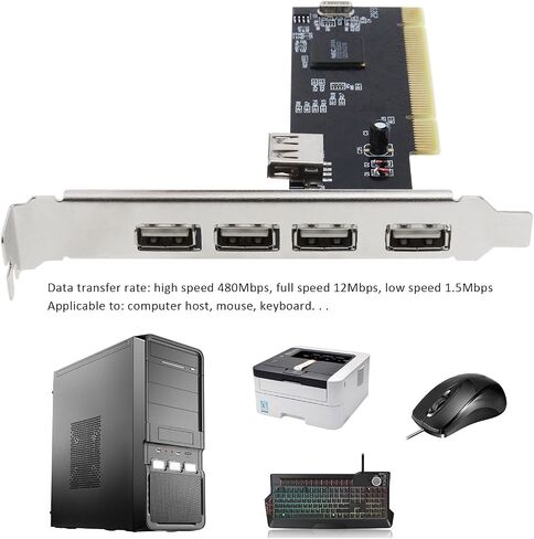 بطاقة التوسعة USB بطاقة التوسعة 5 منافذ PCI إلى USB 2.0 بطاقة التوسعة لمحركات الأقراص الصلبة USB والماسحات الضوئية ولوحات المفاتيح المتوافقة مع Windows 98SE Me 2000 in Saudi Arabia