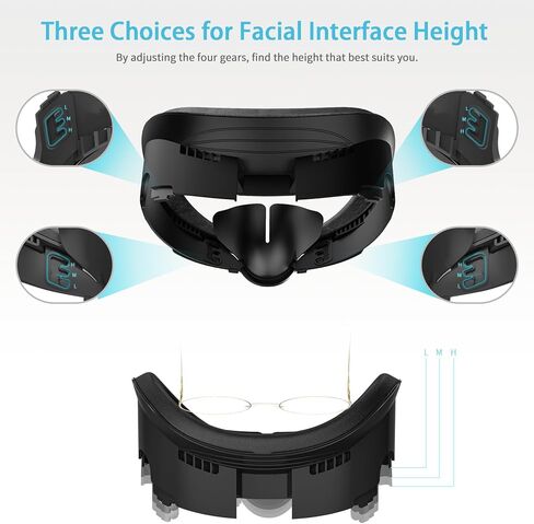 وسادة غطاء وجه سميكة VR لملحقات Meta/Oculus Quest 3، استبدال واجهة الوجه بقطن الحرير الجليدي الرائع مع وسادة وسادة وجه PU مقاومة للتعرق (ليست لقاعدة الشاحن الرسمية) in Kuwait
