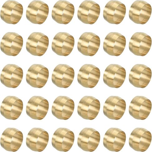 PATIKIL 5/16" ID Compression Sleeve Ferrules, 30 Pack Brass Sleeve Ferrules Compression Fitting Assortment Kit for Water Oil Air Pipe in Kuwait