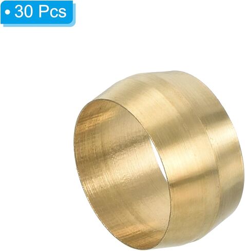 PATIKIL 5/16" ID Compression Sleeve Ferrules, 30 Pack Brass Sleeve Ferrules Compression Fitting Assortment Kit for Water Oil Air Pipe in Kuwait