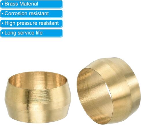 PATIKIL 5/16" ID Compression Sleeve Ferrules, 30 Pack Brass Sleeve Ferrules Compression Fitting Assortment Kit for Water Oil Air Pipe in Kuwait