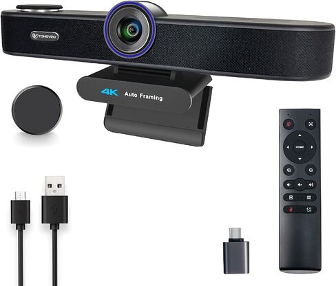 4X Digital Zoom 4K Webcam with Microphones and Speaker, ePTZ Web Camera with Remote Control and Dual Stereo Mics AI Auto Framing Conference Webcam for Zoom, Skype, OBS, YouTube… in Saudi Arabia