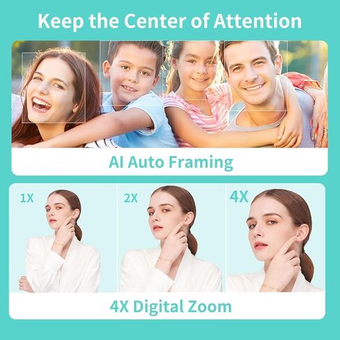 4X Digital Zoom 4K Webcam with Microphones and Speaker, ePTZ Web Camera with Remote Control and Dual Stereo Mics AI Auto Framing Conference Webcam for Zoom, Skype, OBS, YouTube… in Saudi Arabia
