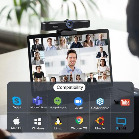 4X Digital Zoom 4K Webcam with Microphones and Speaker, ePTZ Web Camera with Remote Control and Dual Stereo Mics AI Auto Framing Conference Webcam for Zoom, Skype, OBS, YouTube… in Saudi Arabia